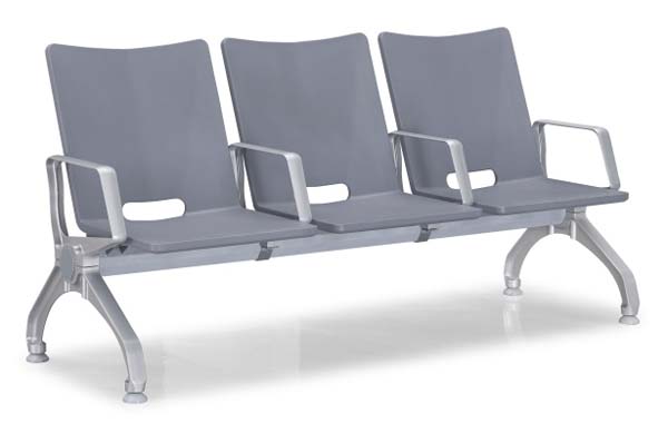 3-Seater Polyurethane Waiting Chair with Metal Frame