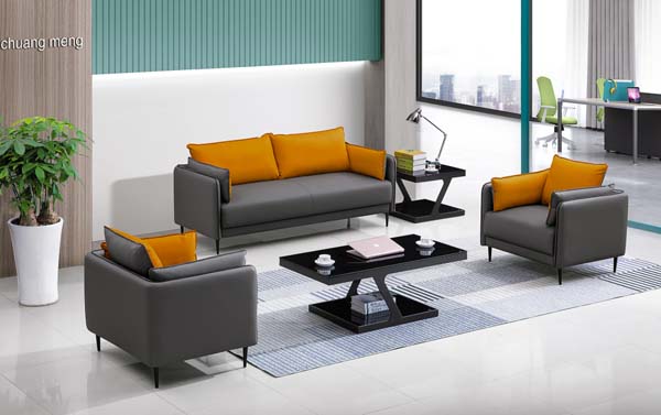 Modern Commercial Office Reception Sofa Set 3+1+1 Seating with Contrast Cushions