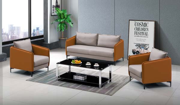 3+1+1 Seat Modern Two-Tone Upholstered Office Reception Sofa Set with Acrylic Leg Coffee Table