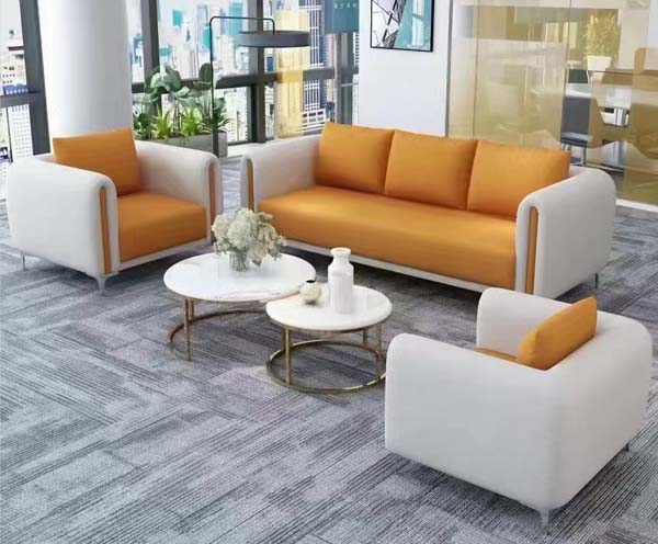 Modern Two-Tone Office Reception Seating Set with Nesting Coffee Tables
