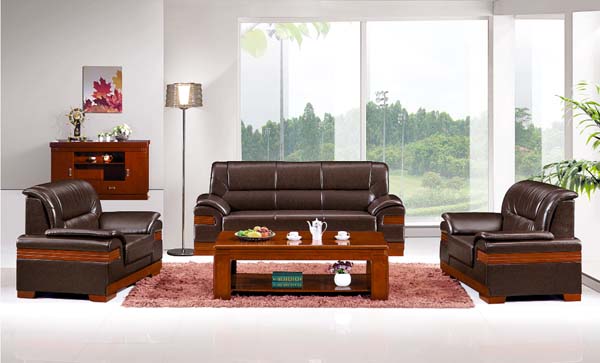 1+1+3 Seater Executive Office Reception Leather Sofa Set with Matching Coffee Table