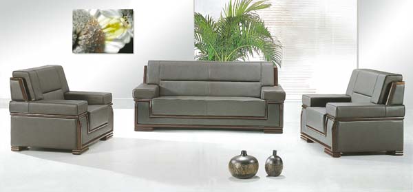 1+1+3 Seater Grey Faux Leather Office Reception Sofa Set
