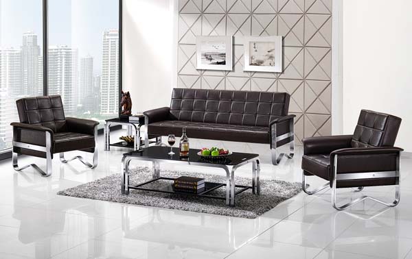 5-Piece Modern Executive Office Lounge Seating Set with Chrome Frames
