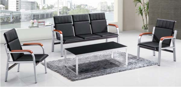 5-Piece Metal Frame Office Reception Seating Set with Coffee Table