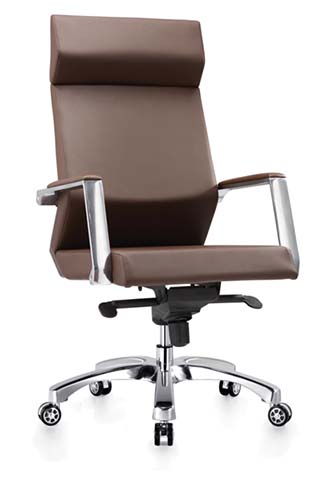 Brown Leather High-Back Executive Office Chair