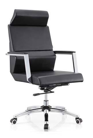 High-Back Executive Office Chair with Padded Headrest and Aluminum Armrests