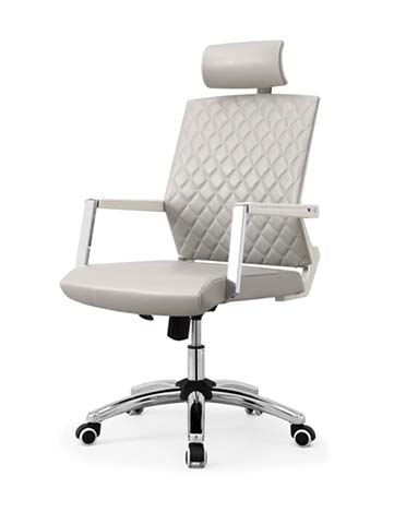 Quilted Light Gray Executive Office Chair with Headrest