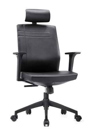 Black High-Back Executive Office Chair with Headrest