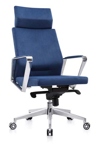 High-Back Fabric Executive Office Chair with Polished Aluminum Arms