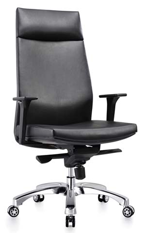 High-Back Black Leather Executive Office Chair