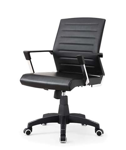 Mid-Back Black Upholstered Executive Office Chair with Fixed Arms