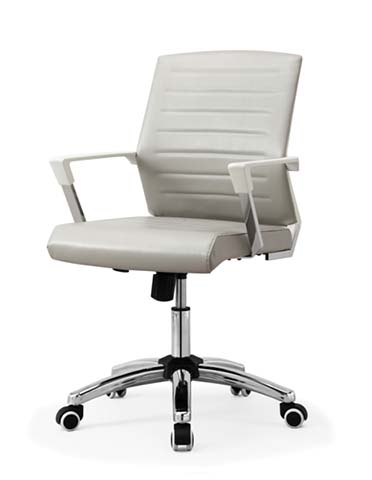 Mid-Back Ribbed Upholstered Executive Office Chair with Polished Aluminum Arms and Base