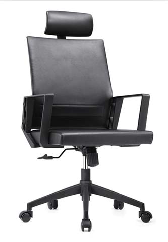 High-Back Executive Office Chair with Headrest and Upholstered Leatherette Finish