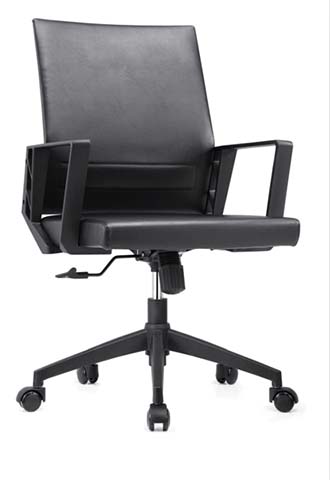 Mid-Back Black Upholstered Executive Office Chair with Angled Armrests