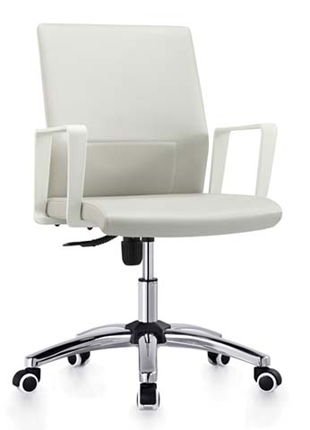 Mid-Back Upholstered Office Conference Chair with Chrome Base