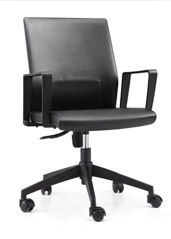 Black Upholstered Mid-Back Office Task Chair with Fixed Arms