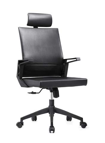 High-Back Leather Executive Office Chair with Headrest