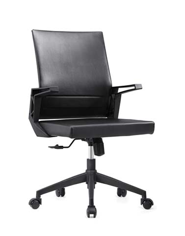 Mid-Back Black Upholstered Swivel Office Chair