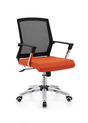 Mid-Back Mesh Office Task Chair with Orange Fabric Seat