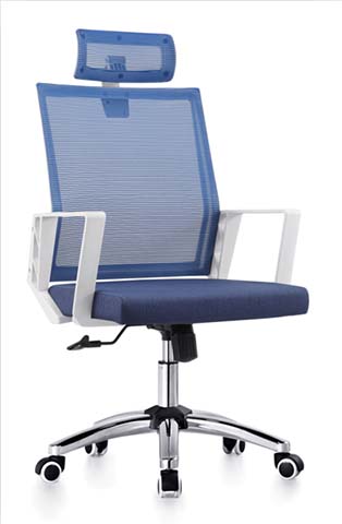 Blue Mesh High-Back Executive Office Chair with Headrest