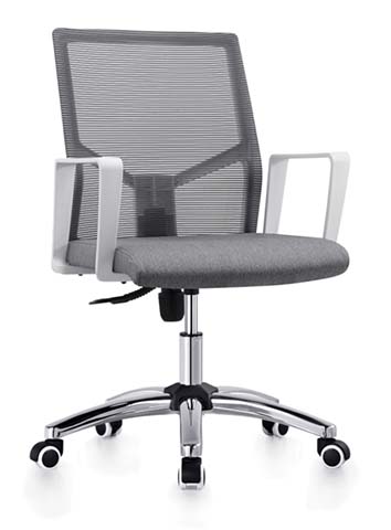 Mid-Back Mesh Office Task Chair with Fixed Upholstered Arms