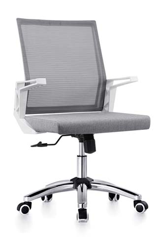 Mid-Back Mesh Office Task Chair with White Frame and Chrome Base