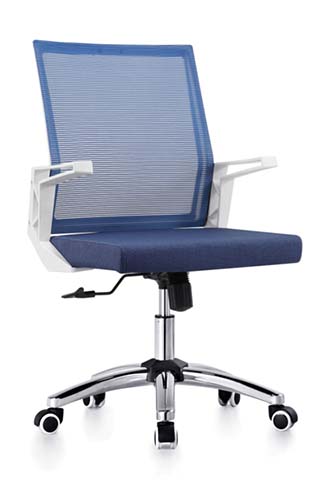 Mid-Back Mesh Office Task Chair with White Armrests and Chrome Base