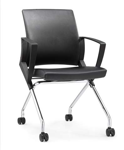 Upholstered Mobile Conference Chair with Fixed Armrests and Caster Base