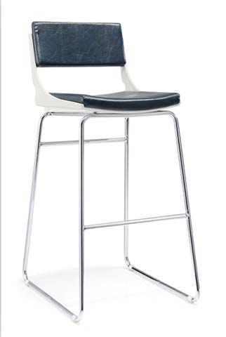 Modern Upholstered Bar Stool with Sled Metal Frame