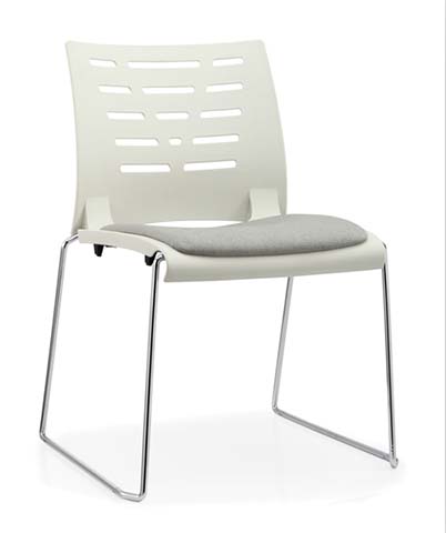 Stackable Guest Chair with Ventilated Plastic Back, Fabric Seat Pad and Chrome Sled Base