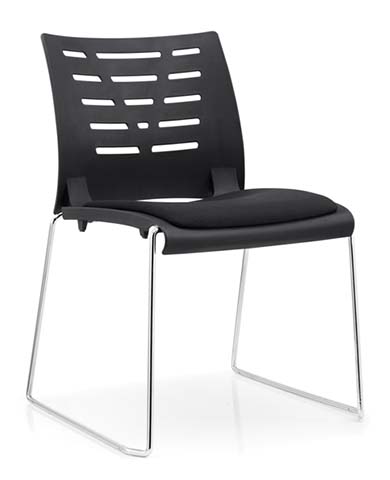 Vented Back Stackable Visitor Chair with Padded Seat and Chrome Sled Base