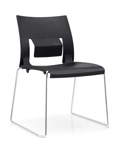 Stackable Black Plastic Sled-Base Conference Chair
