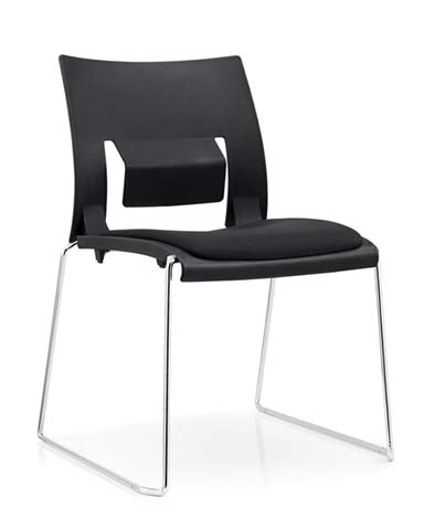 Black Polypropylene Cantilever Visitor Chair with Padded Seat & Back Lumbar Cushion