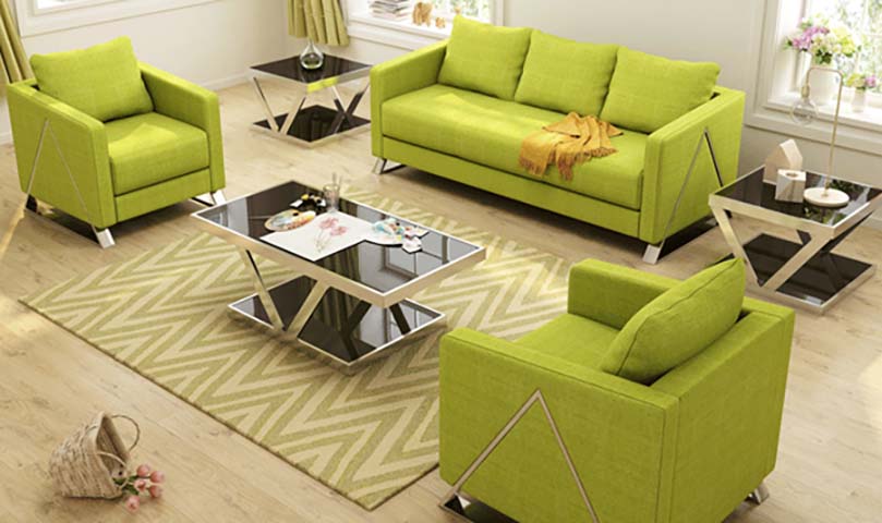 Modern Fabric Living Room Furniture Set with Coffee and Side Tables