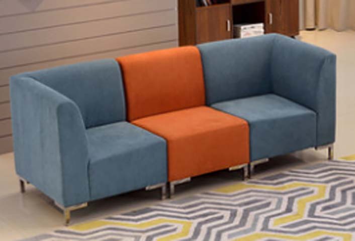 3-Seat Modular Fabric Sofa with Color-Block Upholstery