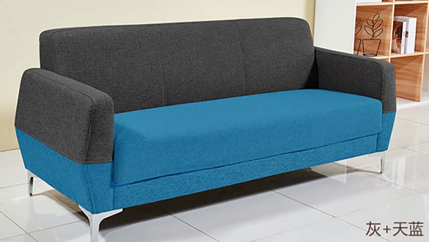 Two-Tone Fabric 3-Seater Office Sofa with Chrome Metal Legs