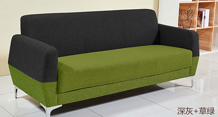 Two-Tone 3-Seat Fabric Office Sofa with Metal Legs