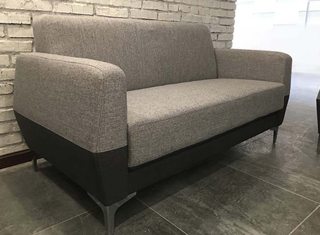 Two-Tone Upholstered Two-Seat Lounge Sofa with Metal Legs