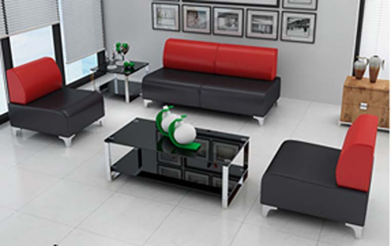 Modern Two-Tone Office Reception Sofa Set with Coffee Table