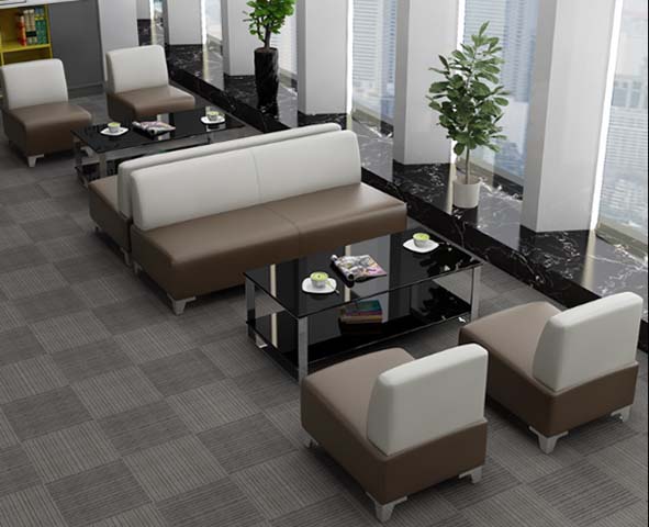 2-Seater Office Reception Sofa with Matching Armless Lounge Chairs