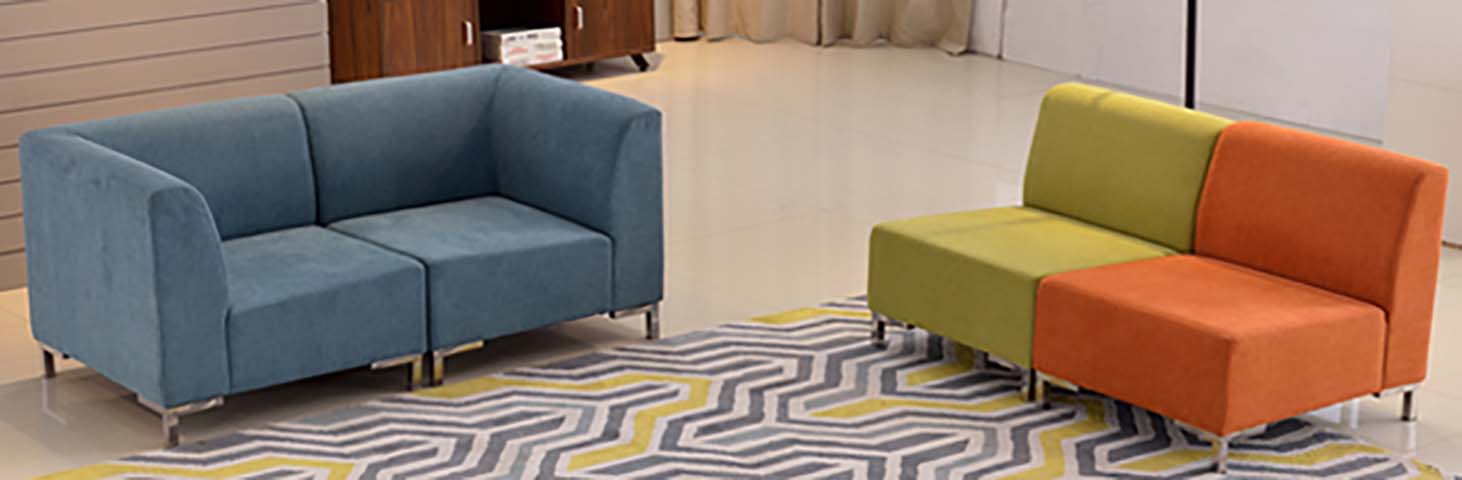 Modular Upholstered 2-Seat Lounge Sofa Set