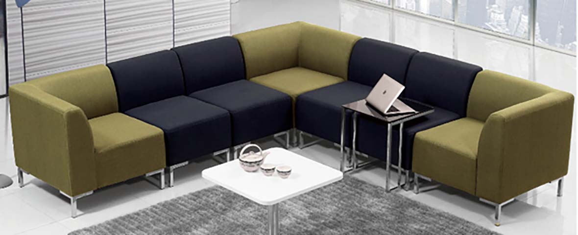 Modular U-Shaped Office Reception Sofa Set with Accent Tables