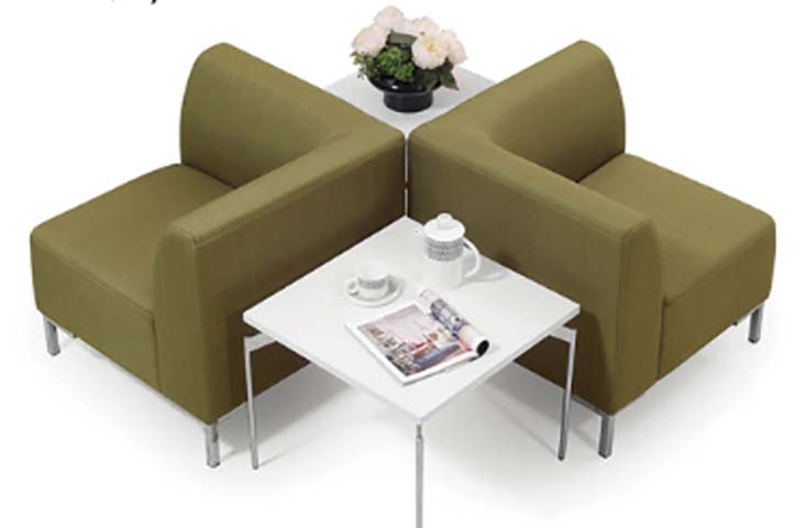 Modular Reception Seating Set with Side Tables (2 Single Seats + 2 Tables)