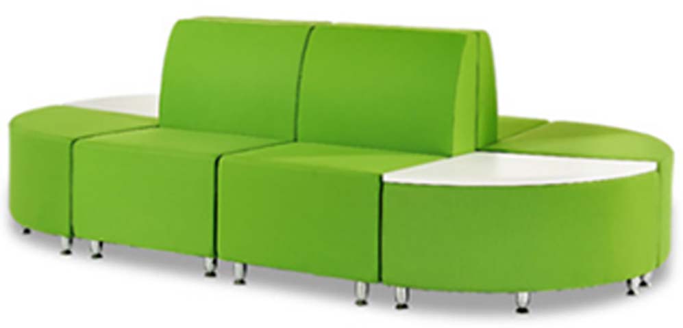 Curved Modular Lounge Seating with Integrated Side Tables