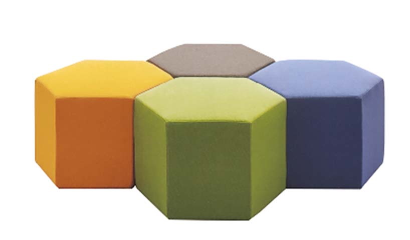 Modular Hexagonal Upholstered Ottoman Set (4 Pieces)