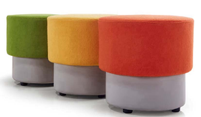 Two-Tone Round Upholstered Stackable Pouf Ottoman