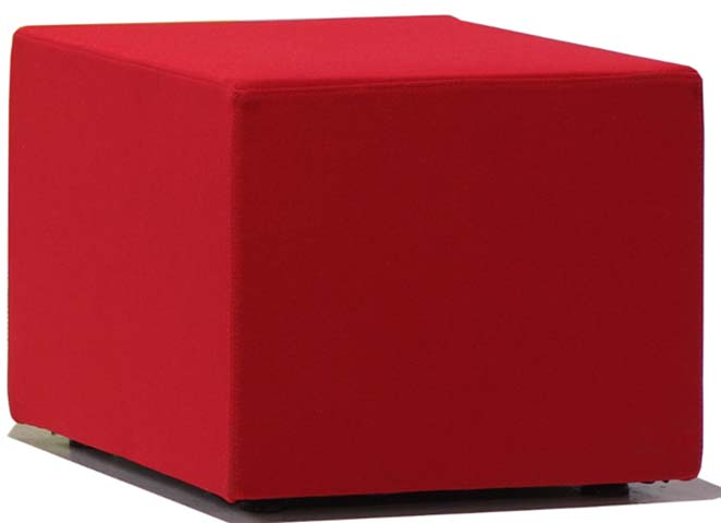 Red Upholstered Rectangular Ottoman with Casters