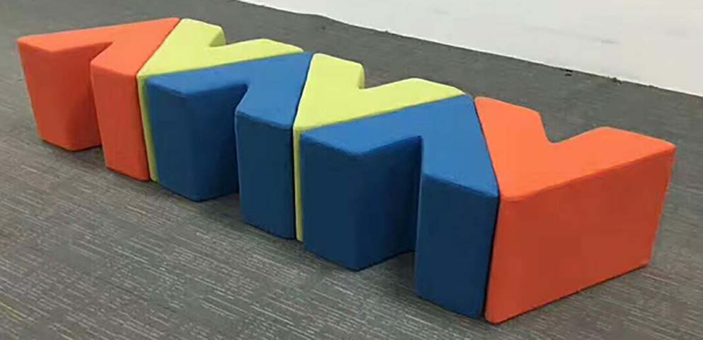 Modular Zigzag Puzzle Soft Seating Set, 6 Pieces