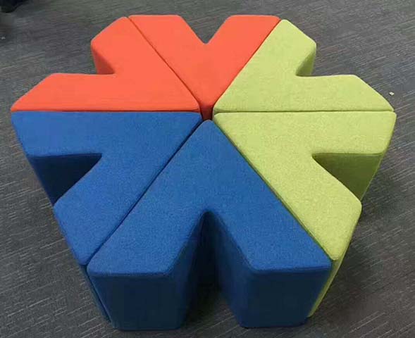 Modular Puzzle-Shaped Upholstered Ottoman Set (6-Piece, Flower Configuration)