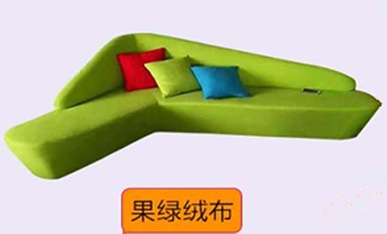 Irregular L-Shaped Modular Lounge Sofa in Green Velour